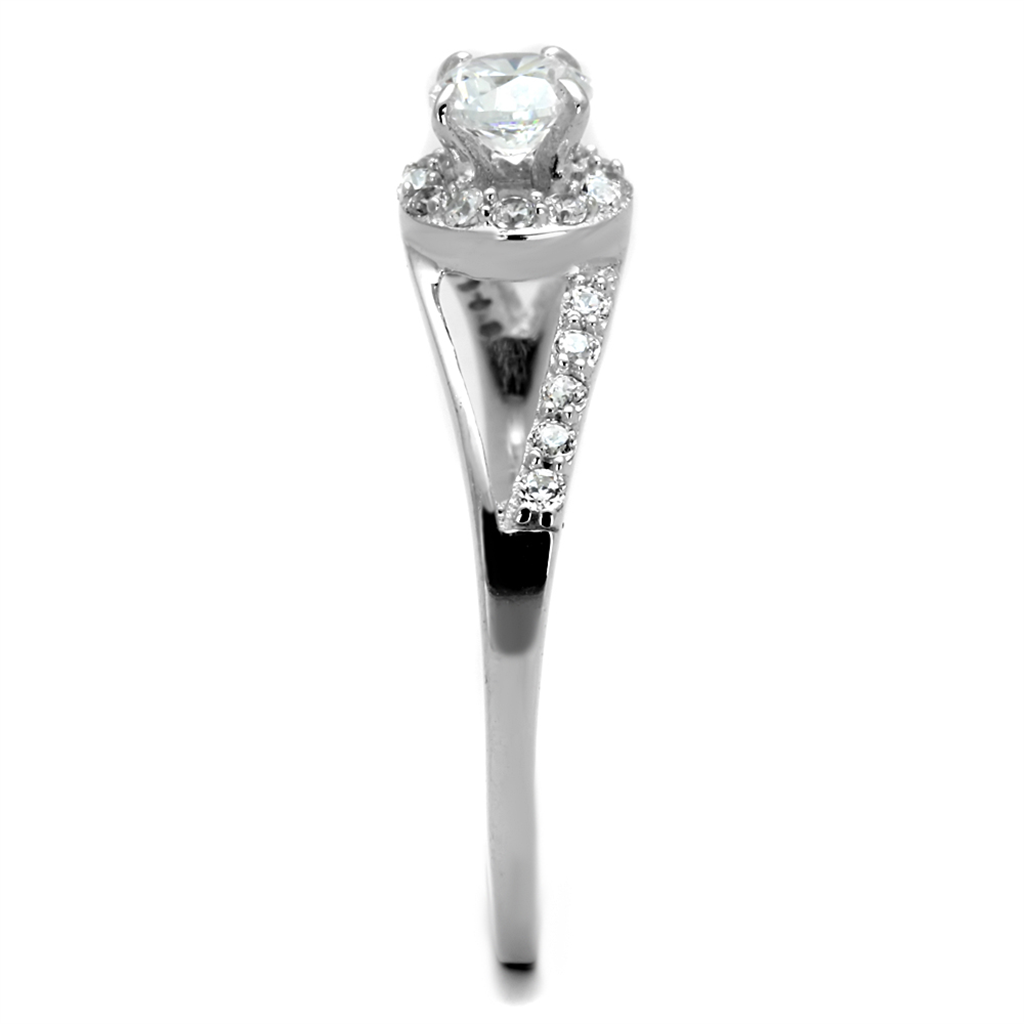 TS263 - 925 Sterling Silver Ring Rhodium Women AAA Grade CZ Clear