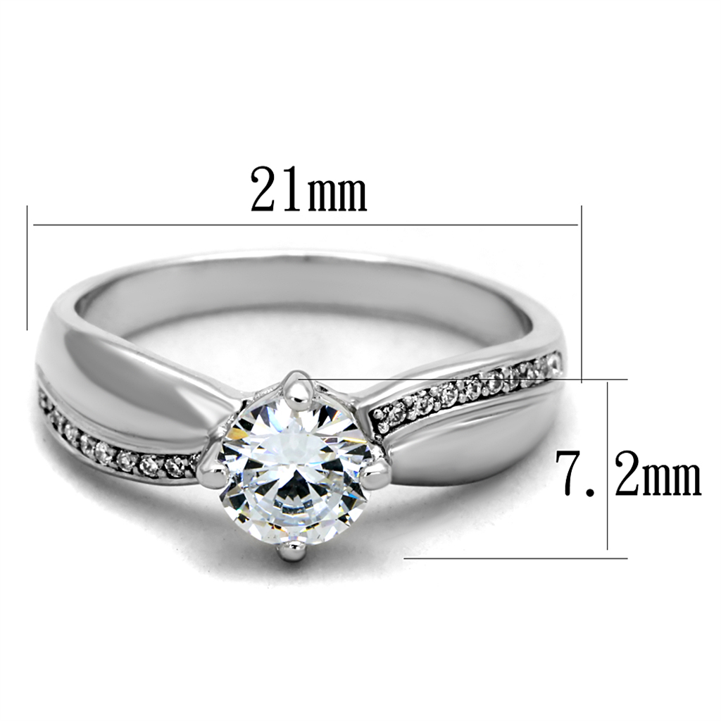 TS264 - 925 Sterling Silver Ring Rhodium Women AAA Grade CZ Clear