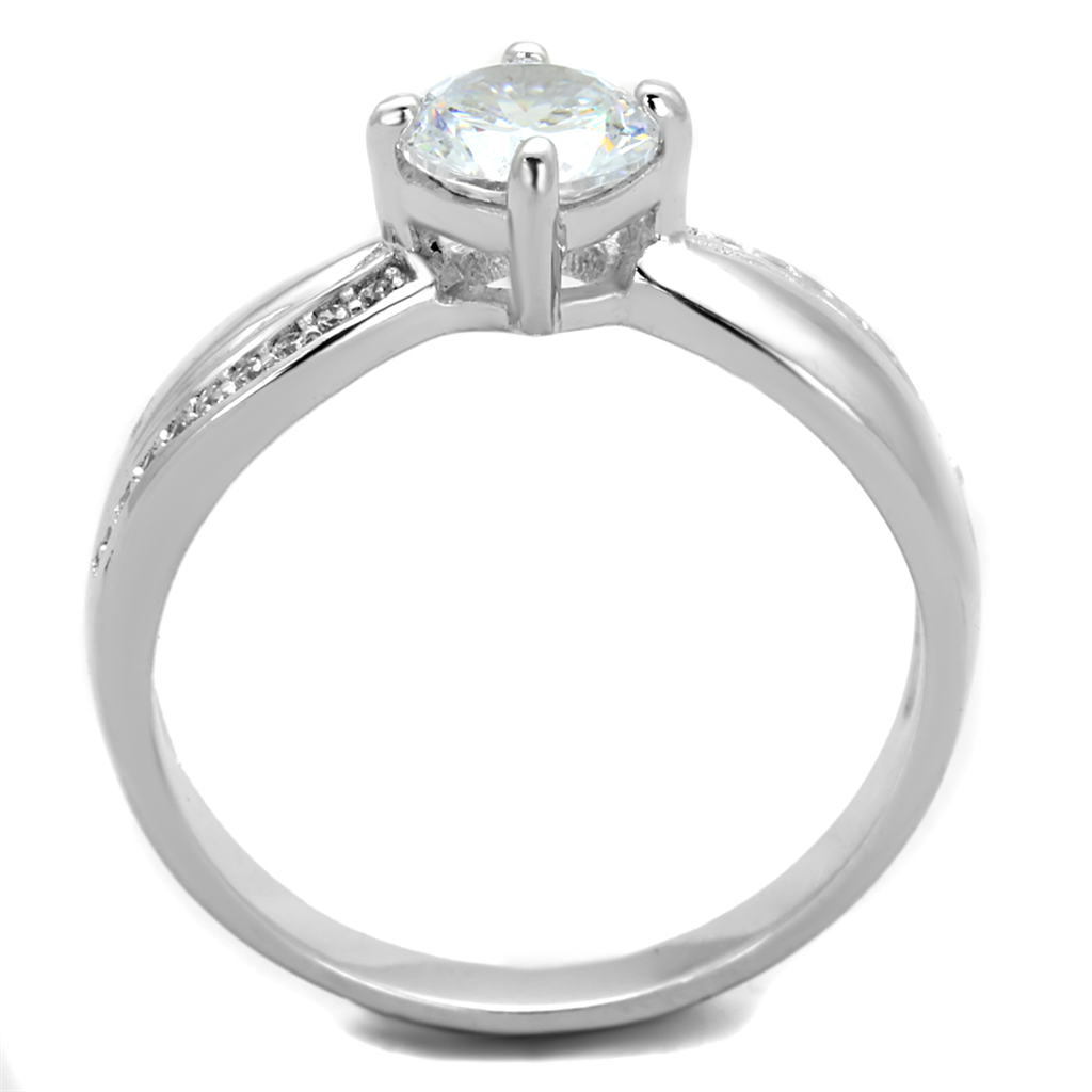 TS264 - 925 Sterling Silver Ring Rhodium Women AAA Grade CZ Clear