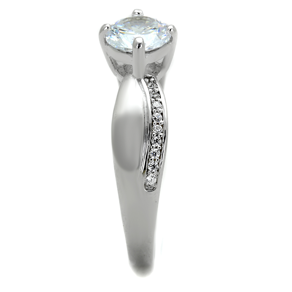 TS264 - 925 Sterling Silver Ring Rhodium Women AAA Grade CZ Clear