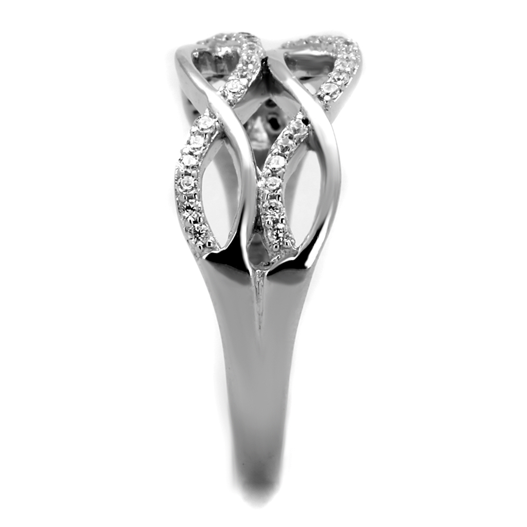 TS266 - 925 Sterling Silver Ring Rhodium Women AAA Grade CZ Clear