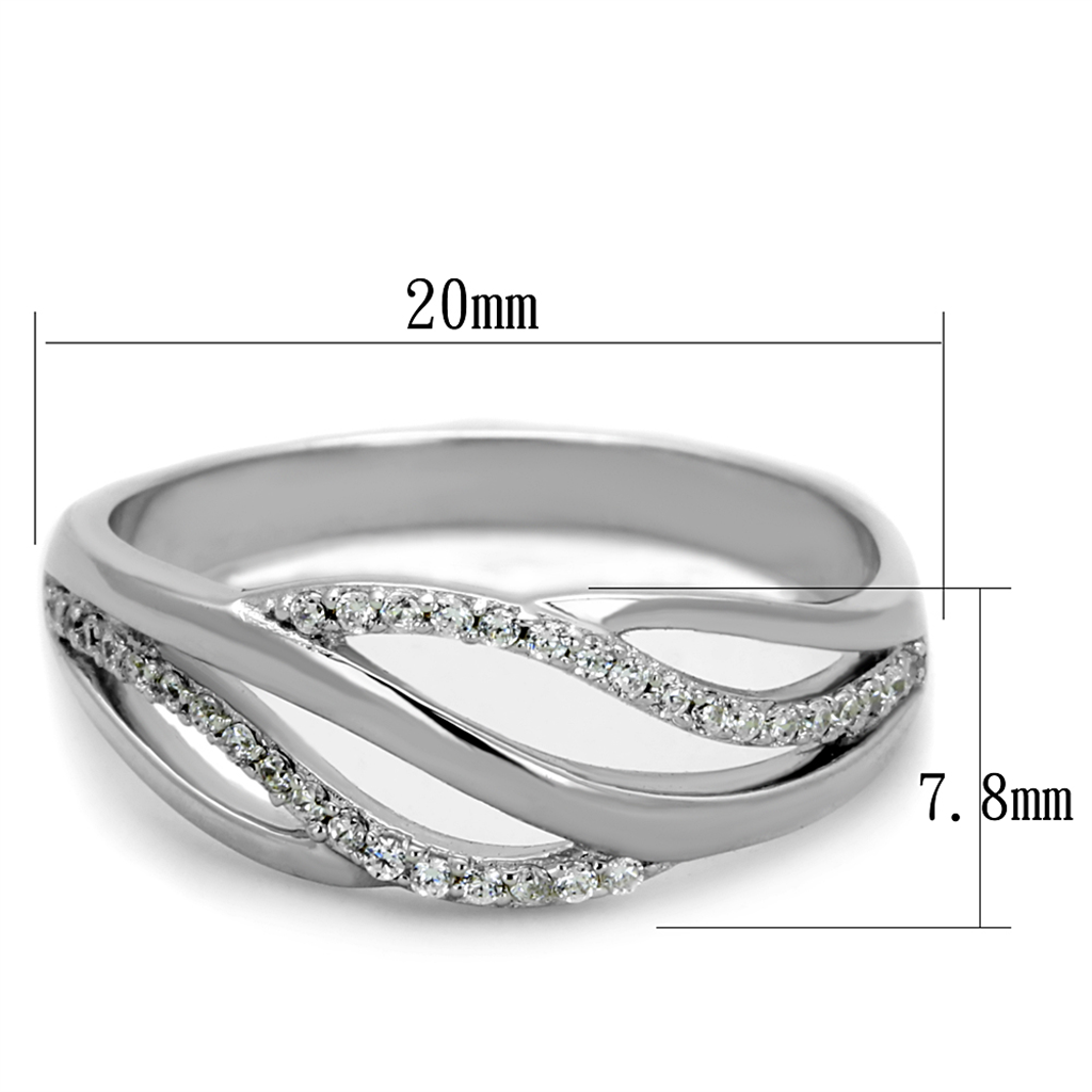 TS268 - 925 Sterling Silver Ring Rhodium Women AAA Grade CZ Clear