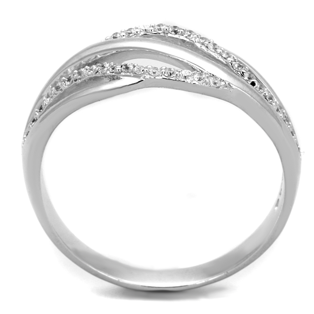 TS268 - 925 Sterling Silver Ring Rhodium Women AAA Grade CZ Clear