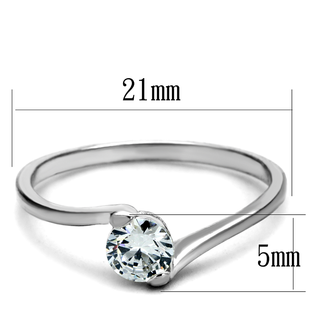 TS272 - 925 Sterling Silver Ring Rhodium Women AAA Grade CZ Clear