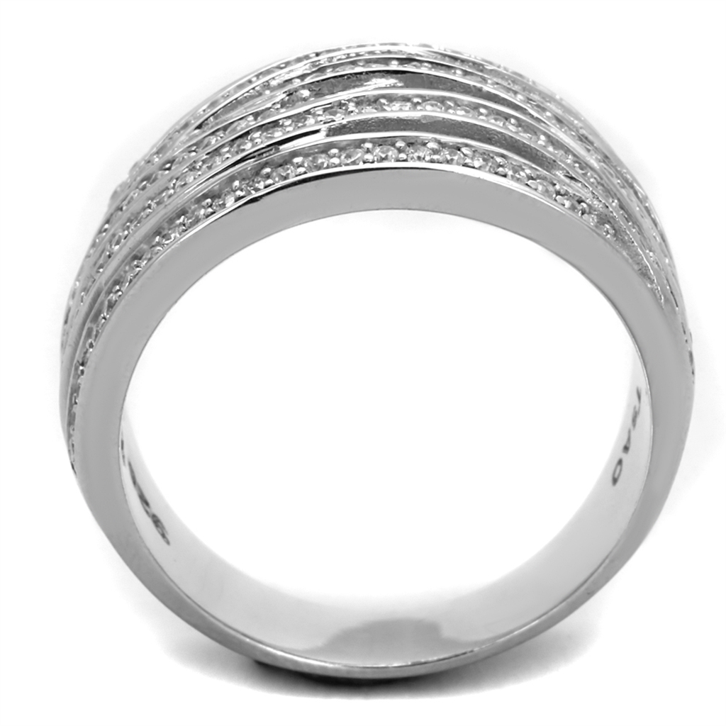 TS274 - 925 Sterling Silver Ring Rhodium Women AAA Grade CZ Clear