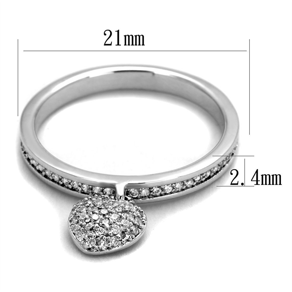 TS275 - 925 Sterling Silver Ring Rhodium Women AAA Grade CZ Clear