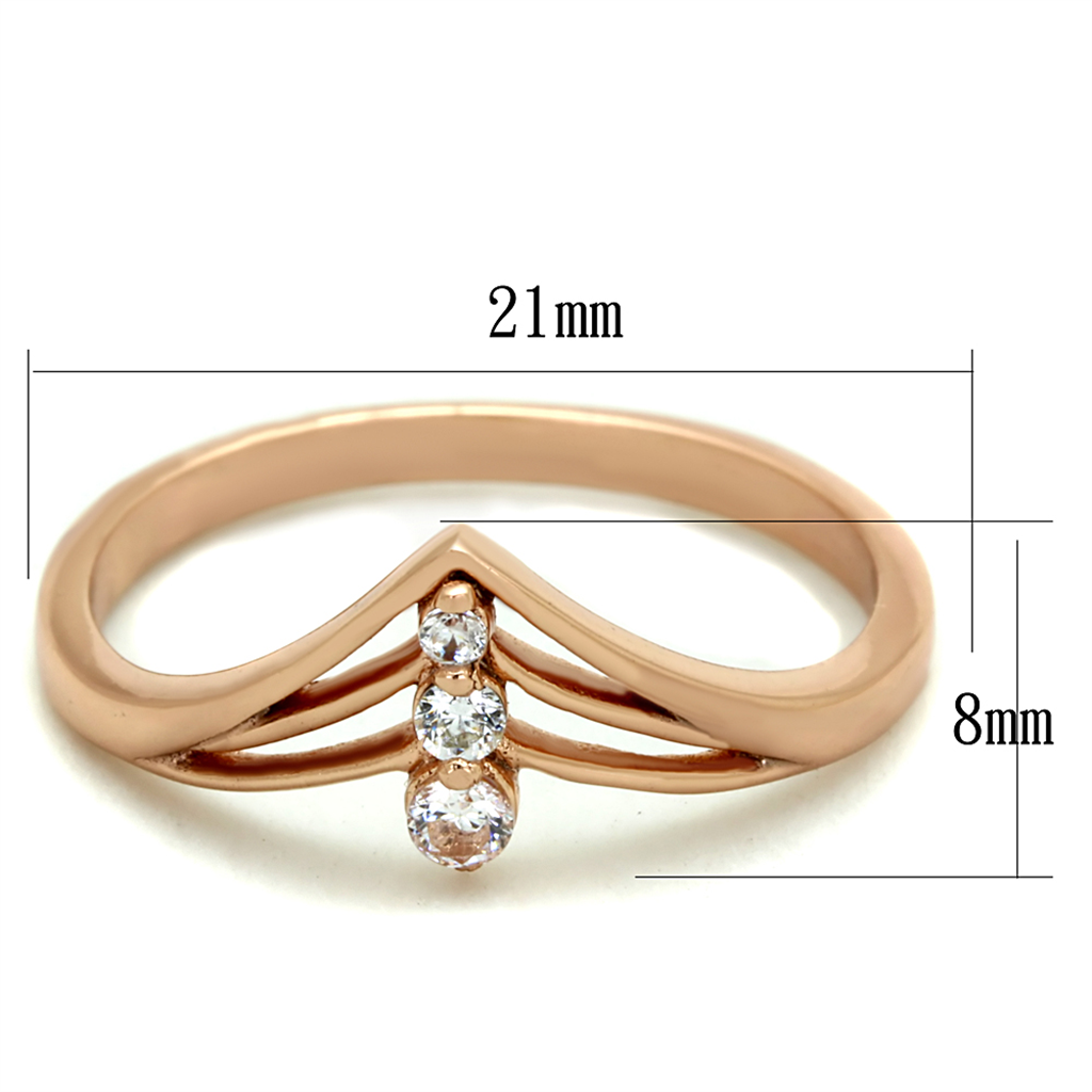 TS283 - 925 Sterling Silver Ring Rose Gold Women AAA Grade CZ Clear