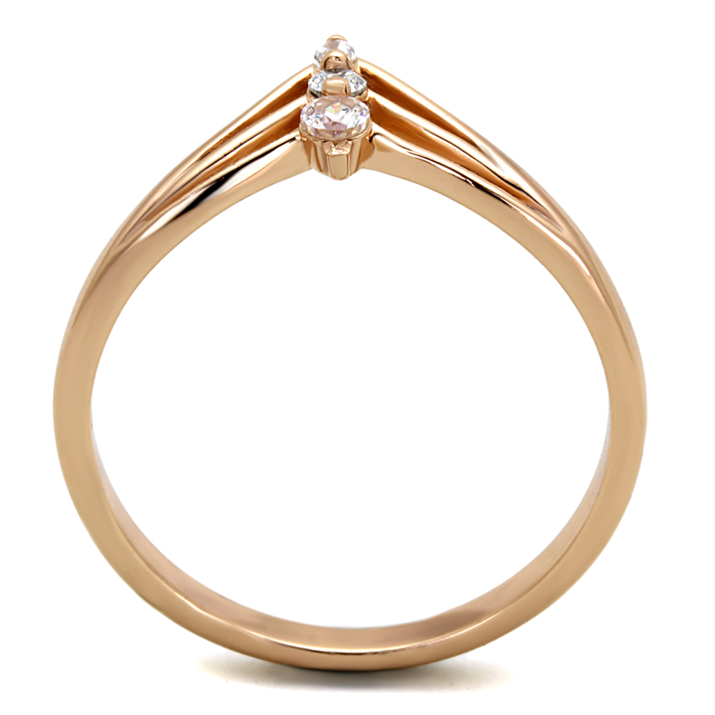 TS283 - 925 Sterling Silver Ring Rose Gold Women AAA Grade CZ Clear