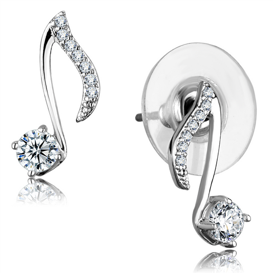 TS284 - 925 Sterling Silver Earrings Rhodium Women AAA Grade CZ Clear