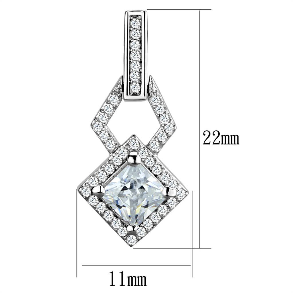 TS291 - 925 Sterling Silver Earrings Rhodium Women AAA Grade CZ Clear