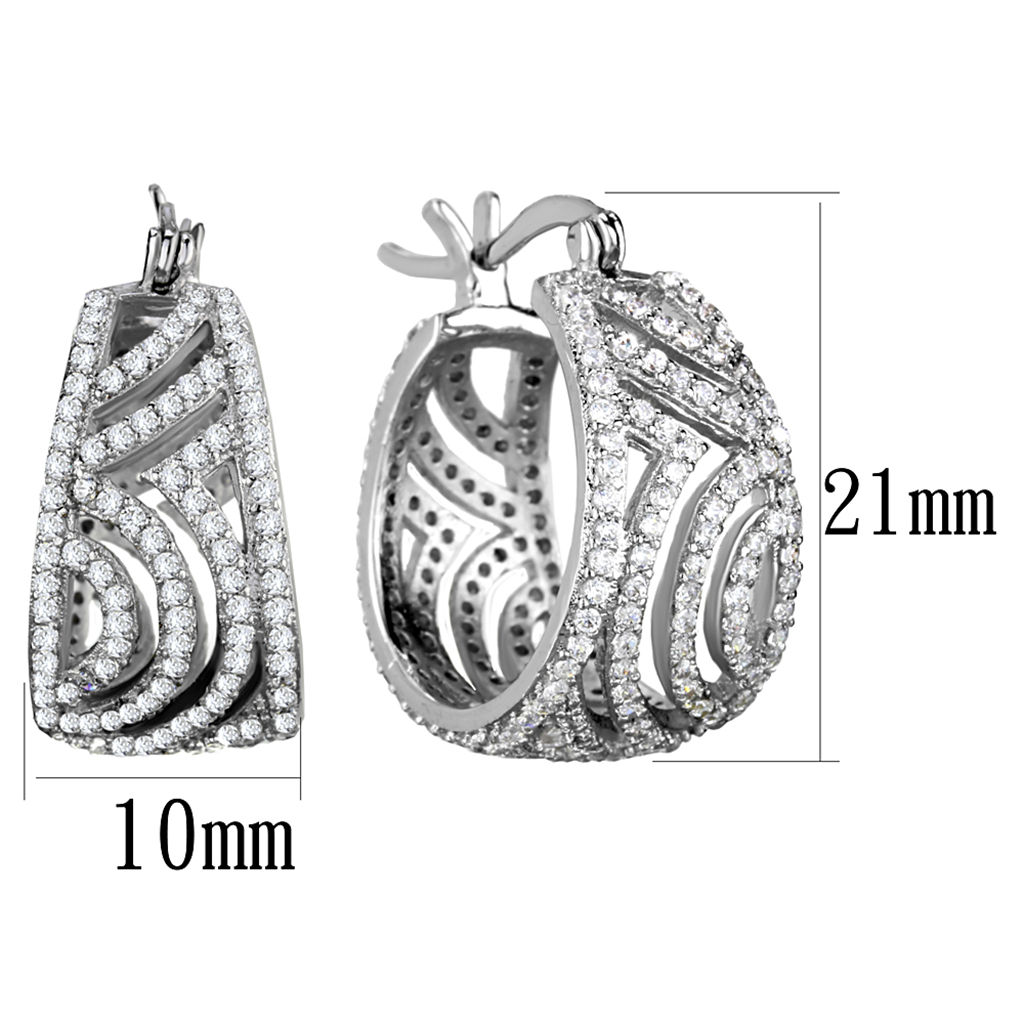 TS296 - 925 Sterling Silver Earrings Rhodium Women AAA Grade CZ Clear