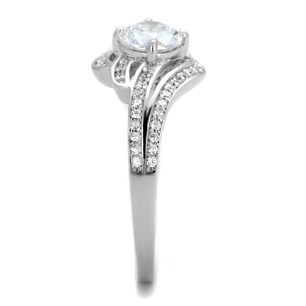 TS303 - 925 Sterling Silver Ring Rhodium Women AAA Grade CZ Clear