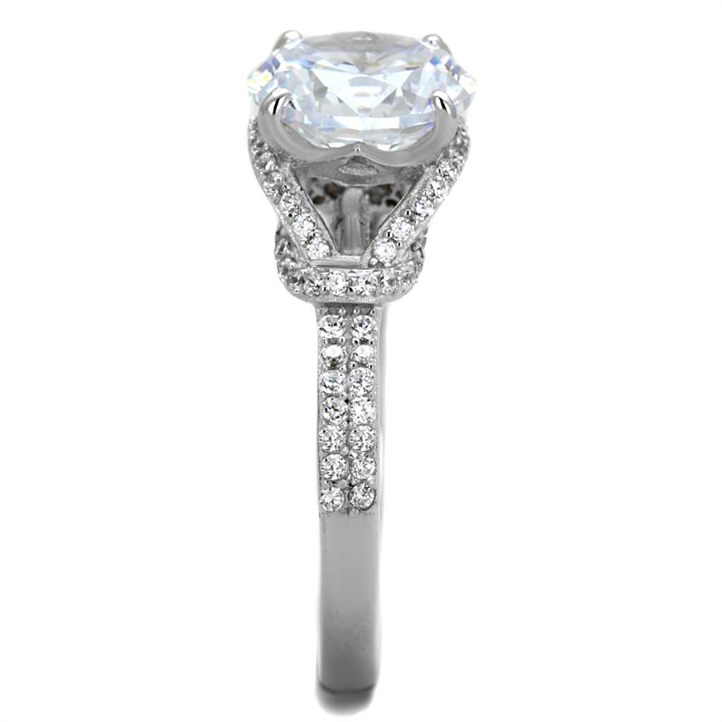 TS304 - 925 Sterling Silver Ring Rhodium Women AAA Grade CZ Clear