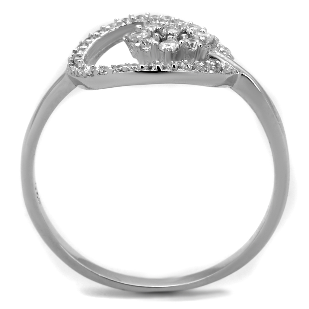 TS307 - 925 Sterling Silver Ring Rhodium Women AAA Grade CZ Clear