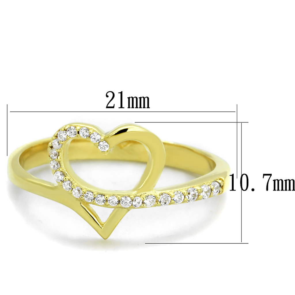 TS308 - 925 Sterling Silver Ring Gold Women AAA Grade CZ Clear