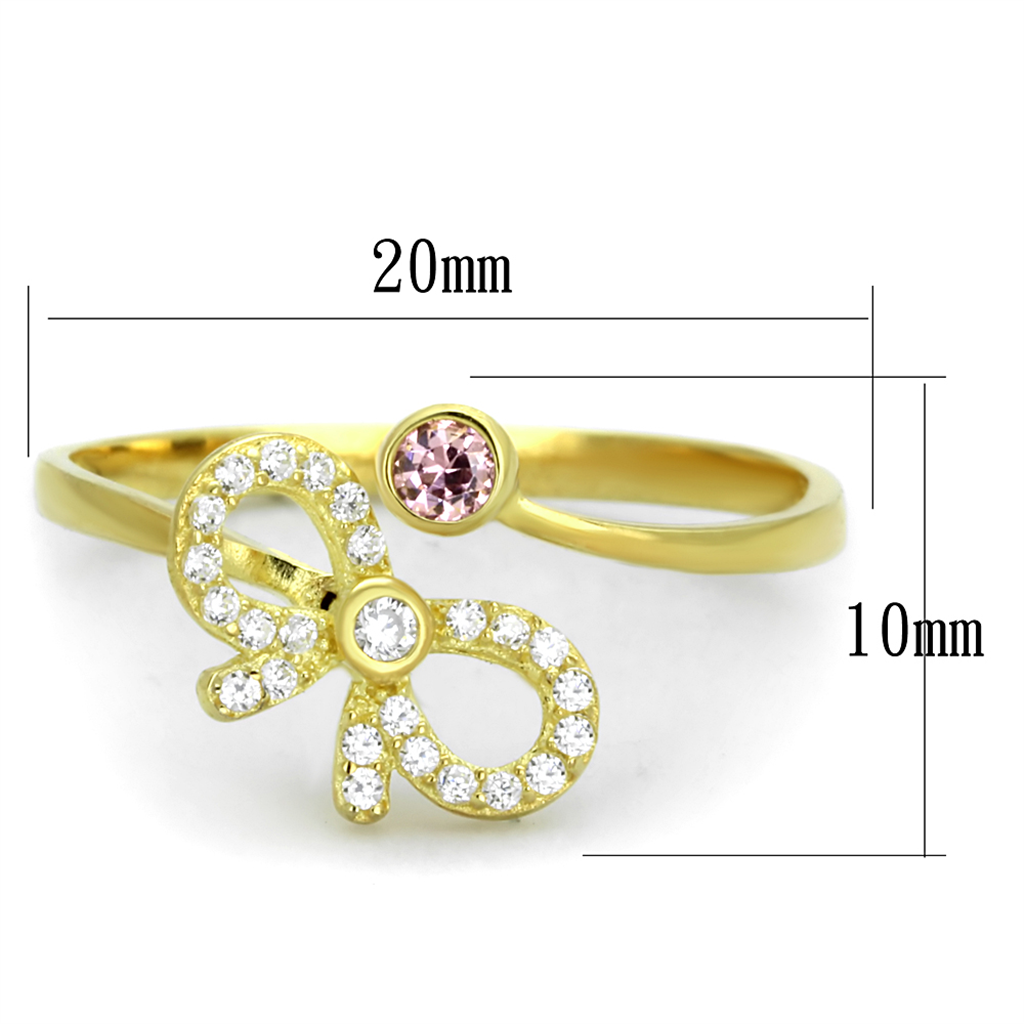 TS309 - 925 Sterling Silver Ring Gold Women AAA Grade CZ Rose