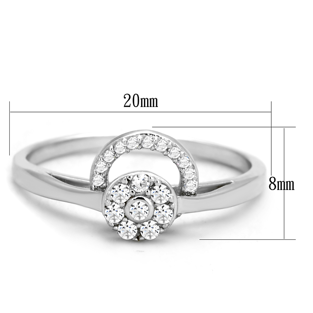 TS310 - 925 Sterling Silver Ring Rhodium Women AAA Grade CZ Clear