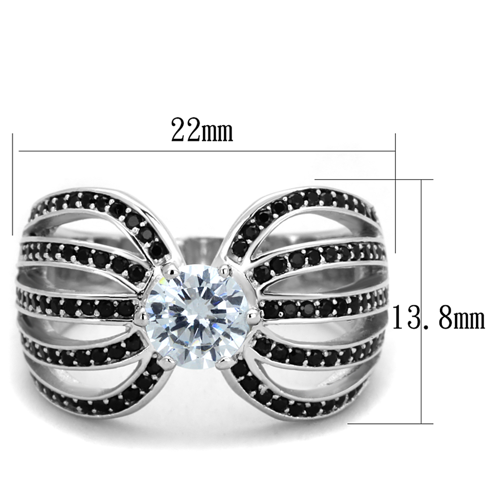 TS314 - 925 Sterling Silver Ring Rhodium Women AAA Grade CZ Clear