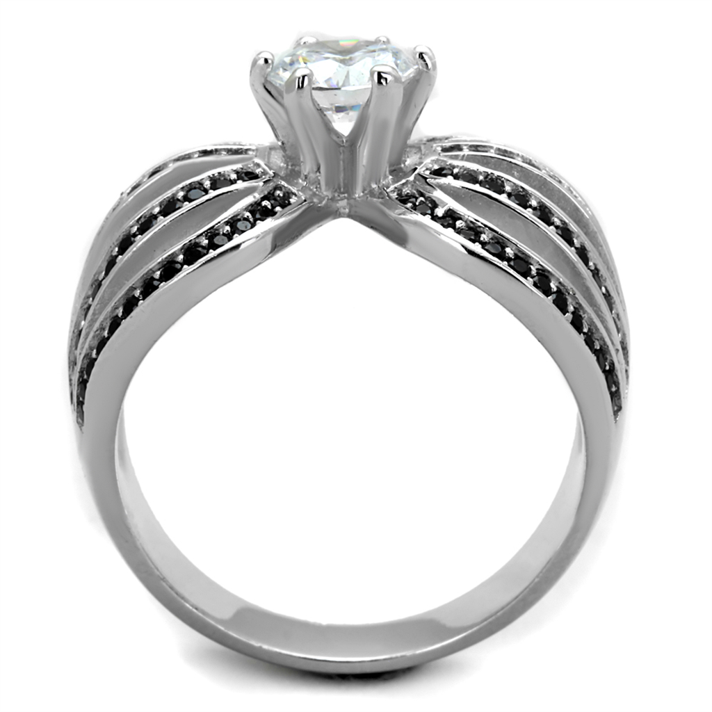 TS314 - 925 Sterling Silver Ring Rhodium Women AAA Grade CZ Clear