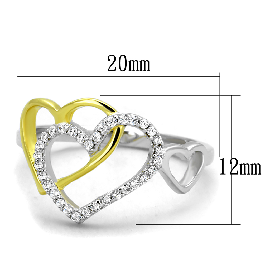 TS321 - 925 Sterling Silver Ring Gold+Rhodium Women AAA Grade CZ Clear