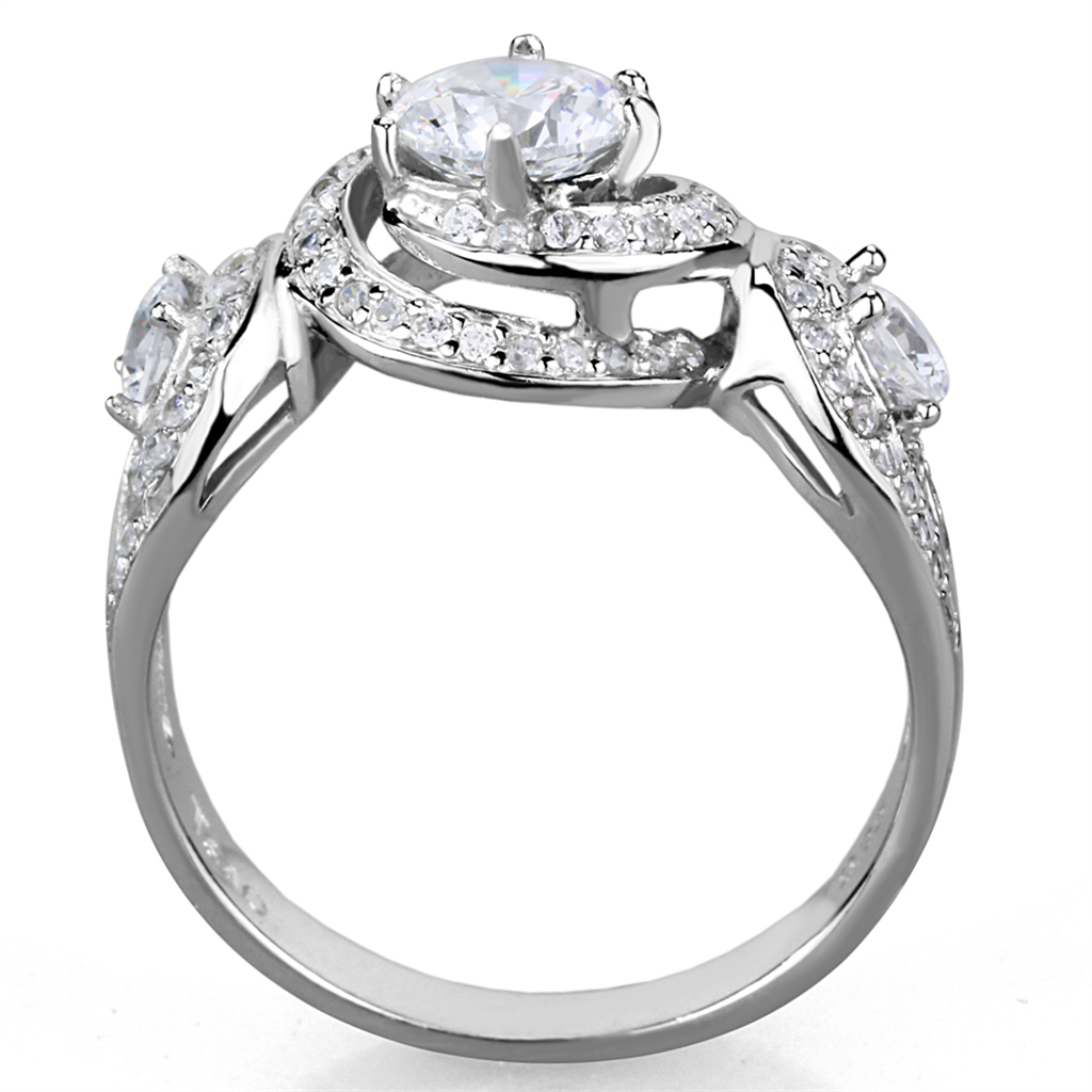 TS332 - 925 Sterling Silver Ring Rhodium Women AAA Grade CZ Clear