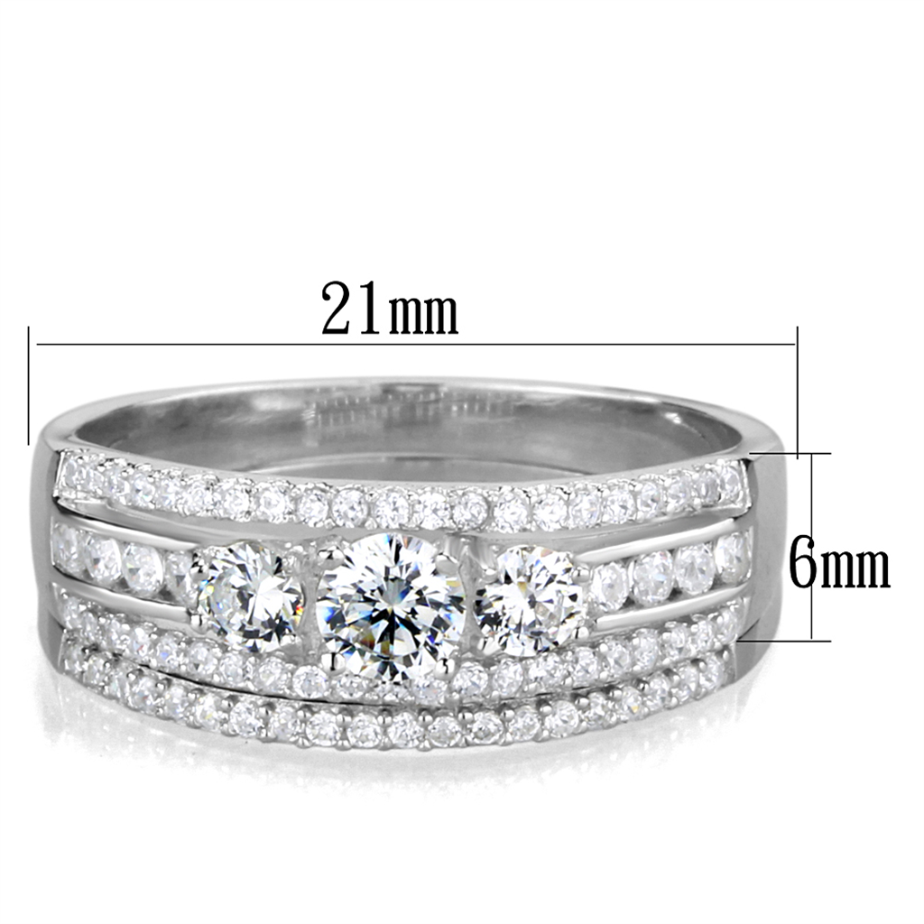 TS333 - 925 Sterling Silver Ring Rhodium Women AAA Grade CZ Clear