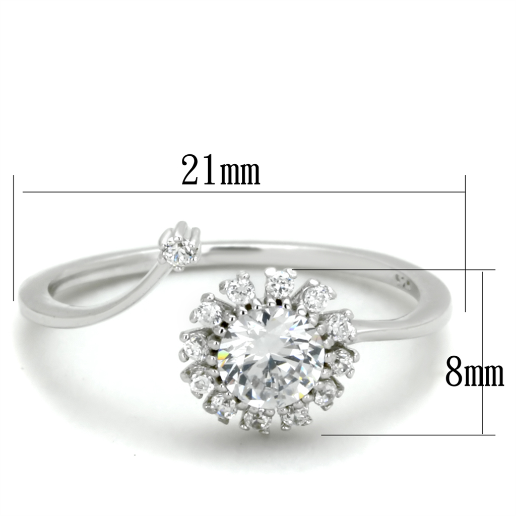 TS335 - 925 Sterling Silver Ring Rhodium Women AAA Grade CZ Clear