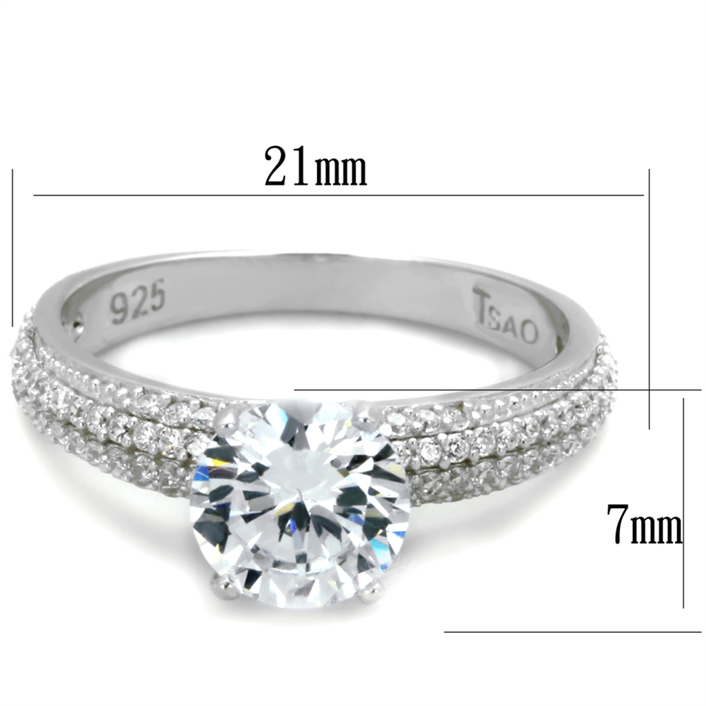 TS338 - 925 Sterling Silver Ring Rhodium Women AAA Grade CZ Clear