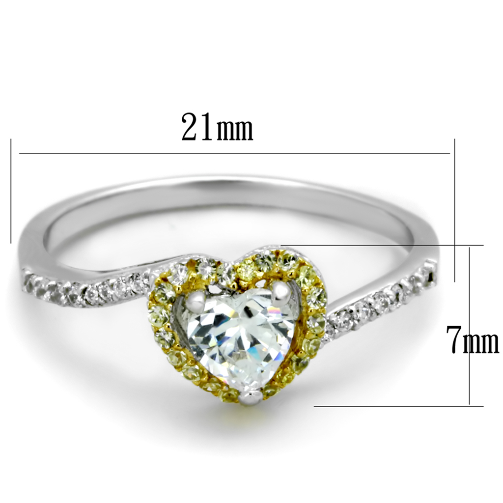 TS339 - 925 Sterling Silver Ring Reverse Two-Tone Women AAA Grade CZ Clear