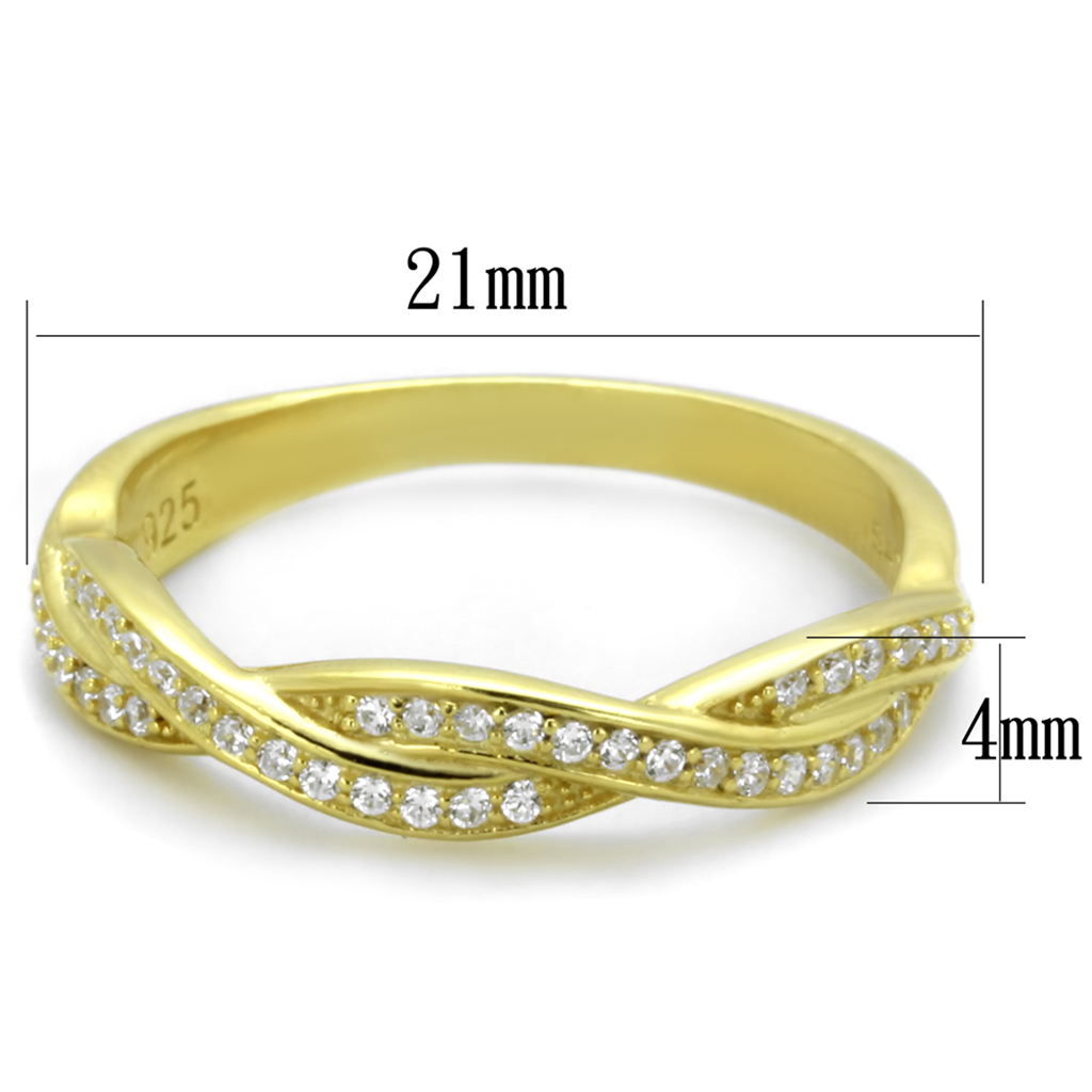 TS341 - 925 Sterling Silver Ring Gold Women AAA Grade CZ Clear