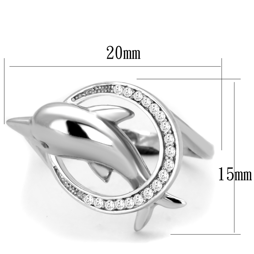 TS343 - 925 Sterling Silver Ring Rhodium Women AAA Grade CZ Clear