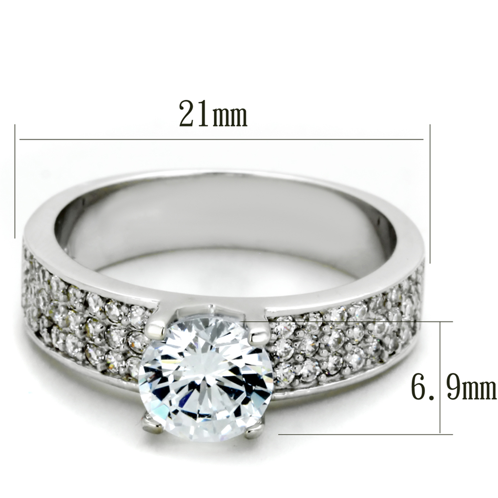 TS345 - 925 Sterling Silver Ring Rhodium Women AAA Grade CZ Clear