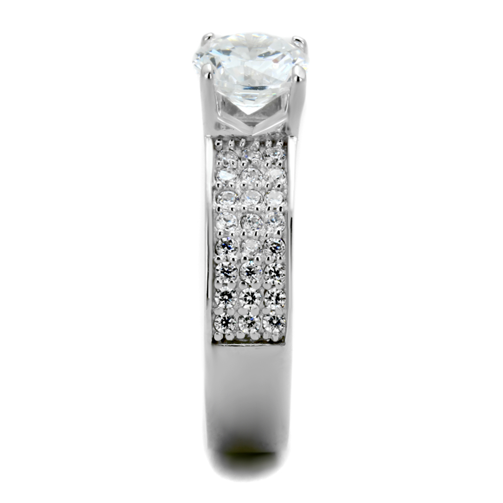 TS345 - 925 Sterling Silver Ring Rhodium Women AAA Grade CZ Clear