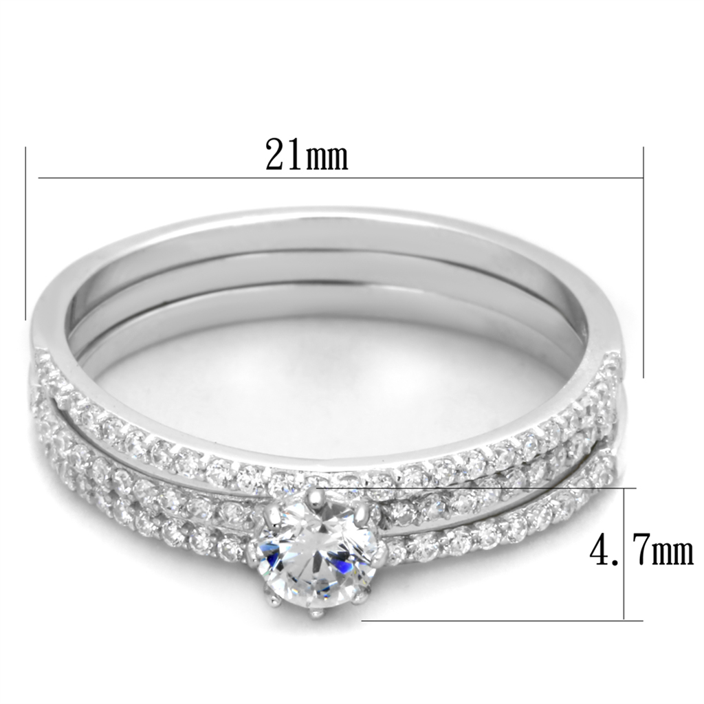 TS347 - 925 Sterling Silver Ring Rhodium Women AAA Grade CZ Clear