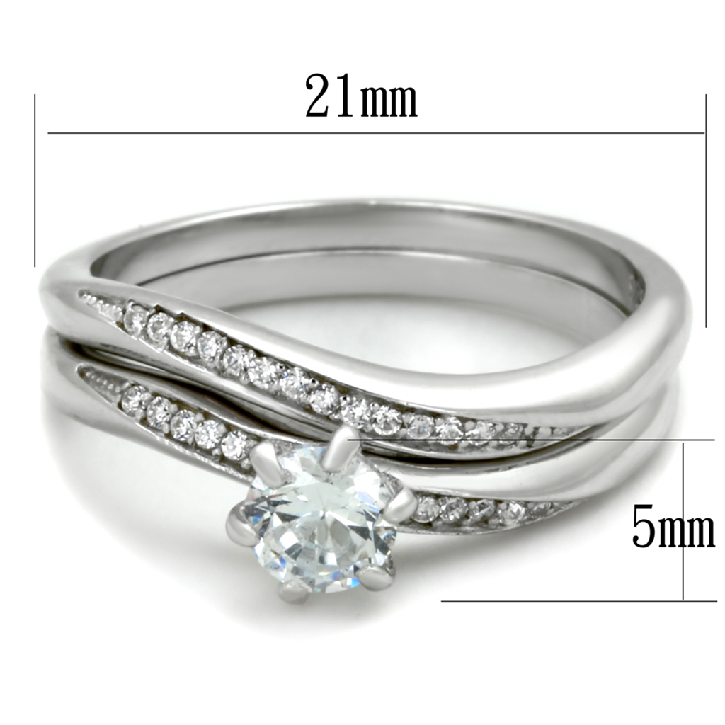 TS349 - 925 Sterling Silver Ring Rhodium Women AAA Grade CZ Clear