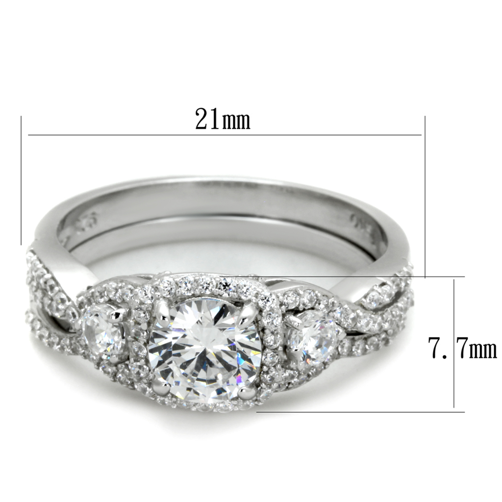 TS352 - 925 Sterling Silver Ring Rhodium Women AAA Grade CZ Clear