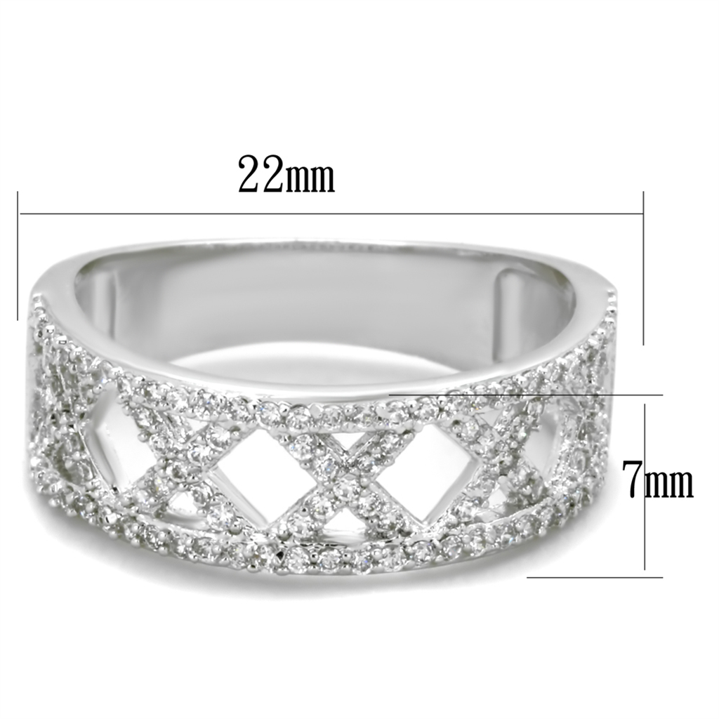 TS354 - 925 Sterling Silver Ring Rhodium Women AAA Grade CZ Clear