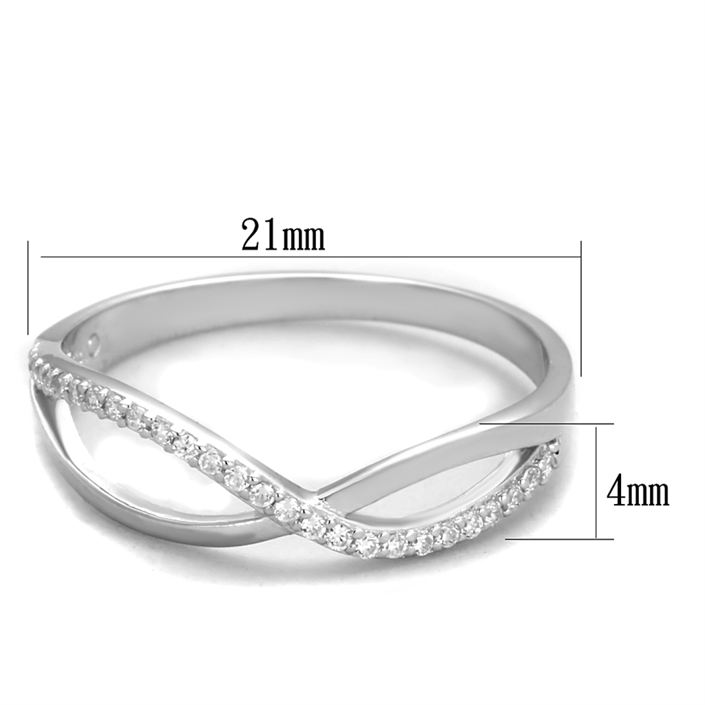 TS355 - 925 Sterling Silver Ring Rhodium Women AAA Grade CZ Clear