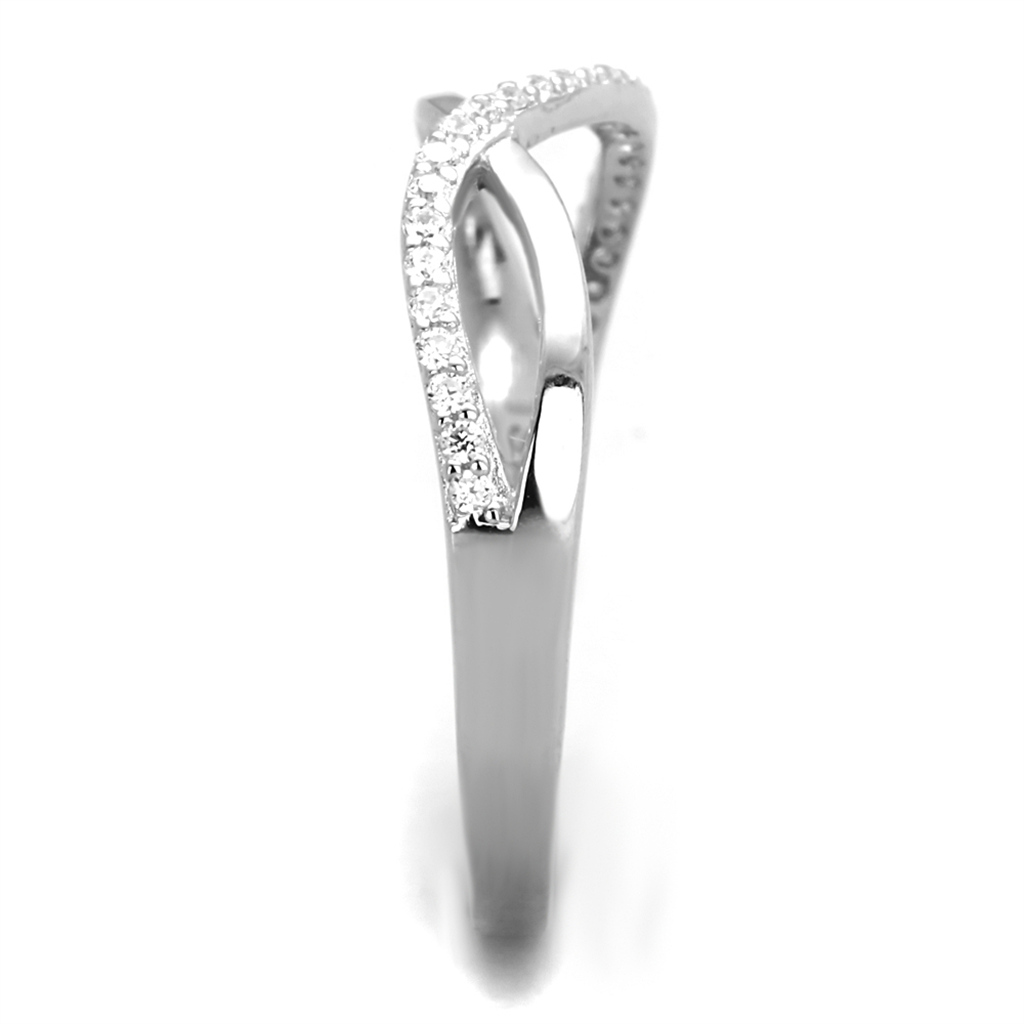 TS355 - 925 Sterling Silver Ring Rhodium Women AAA Grade CZ Clear