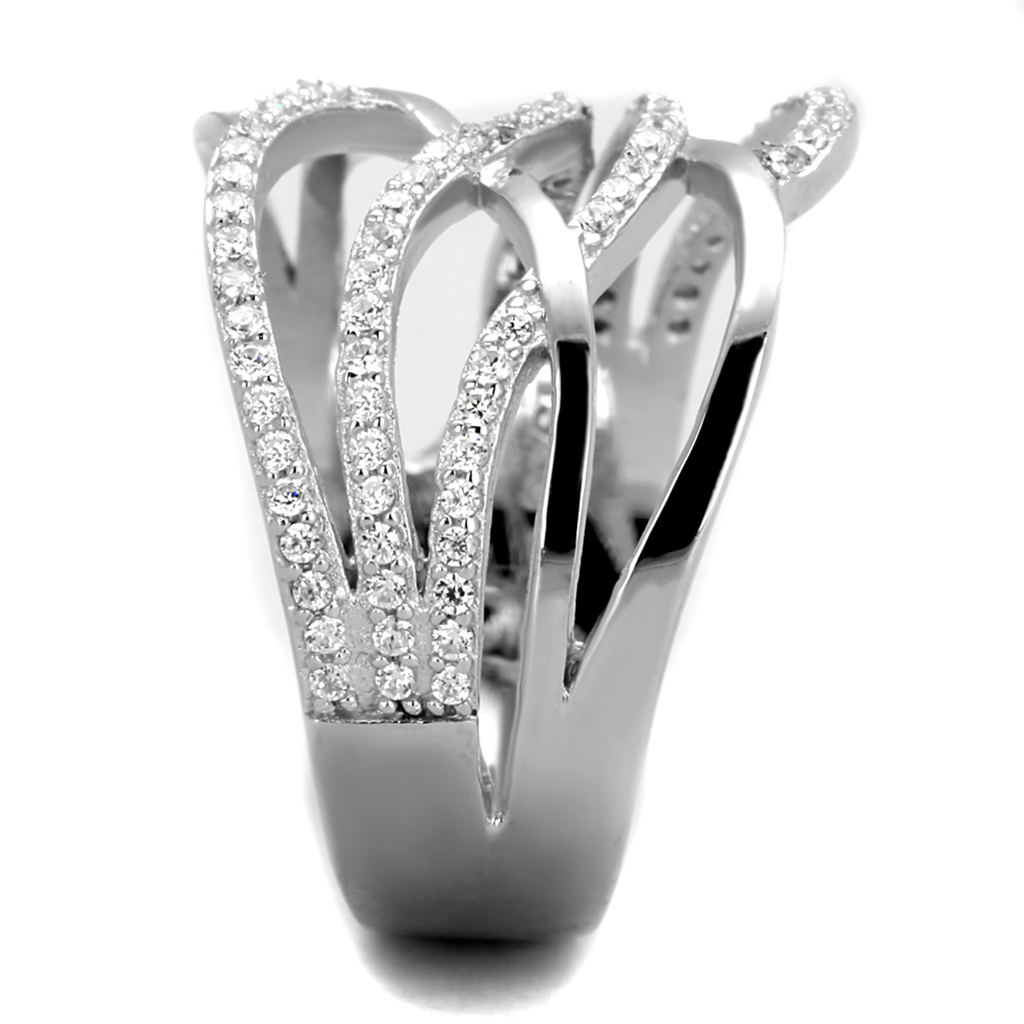 TS357 - 925 Sterling Silver Ring Rhodium Women AAA Grade CZ Clear