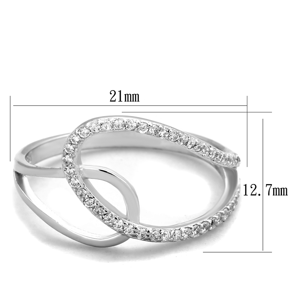 TS358 - 925 Sterling Silver Ring Rhodium Women AAA Grade CZ Clear