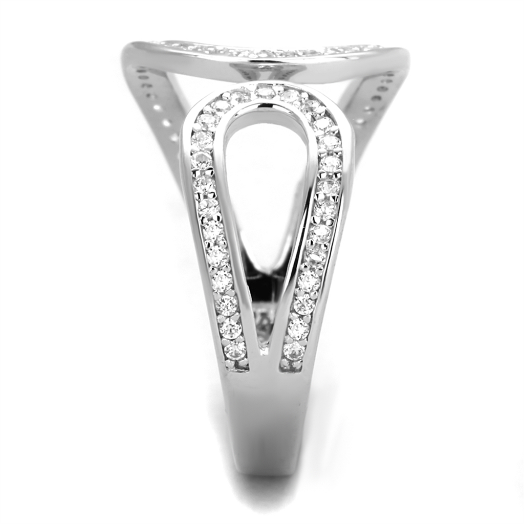 TS359 - 925 Sterling Silver Ring Rhodium Women AAA Grade CZ Clear