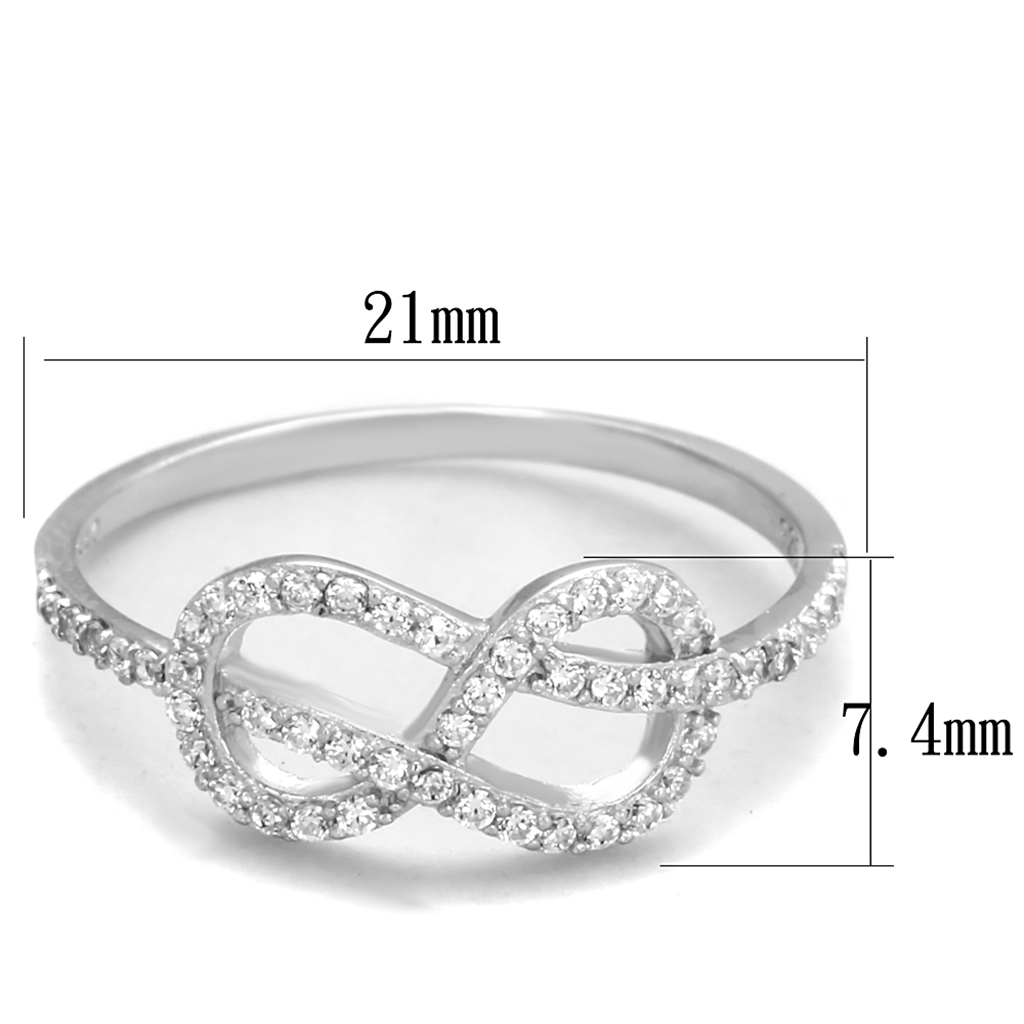 TS360 - 925 Sterling Silver Ring Rhodium Women AAA Grade CZ Clear