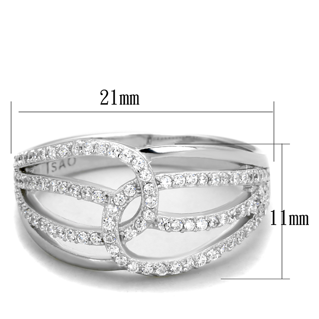 TS363 - 925 Sterling Silver Ring Rhodium Women AAA Grade CZ Clear