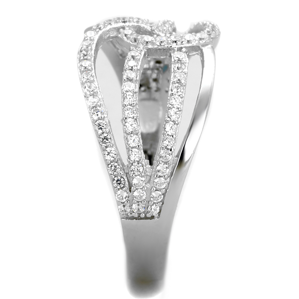 TS363 - 925 Sterling Silver Ring Rhodium Women AAA Grade CZ Clear