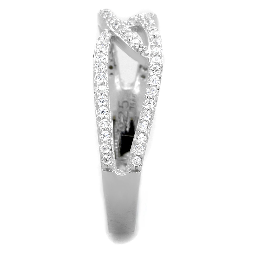 TS365 - 925 Sterling Silver Ring Rhodium Women AAA Grade CZ Clear