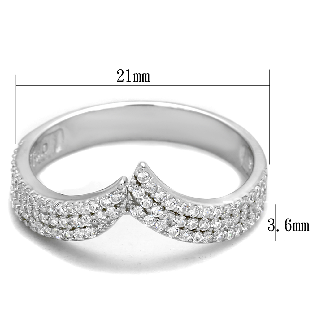 TS366 - 925 Sterling Silver Ring Rhodium Women AAA Grade CZ Clear