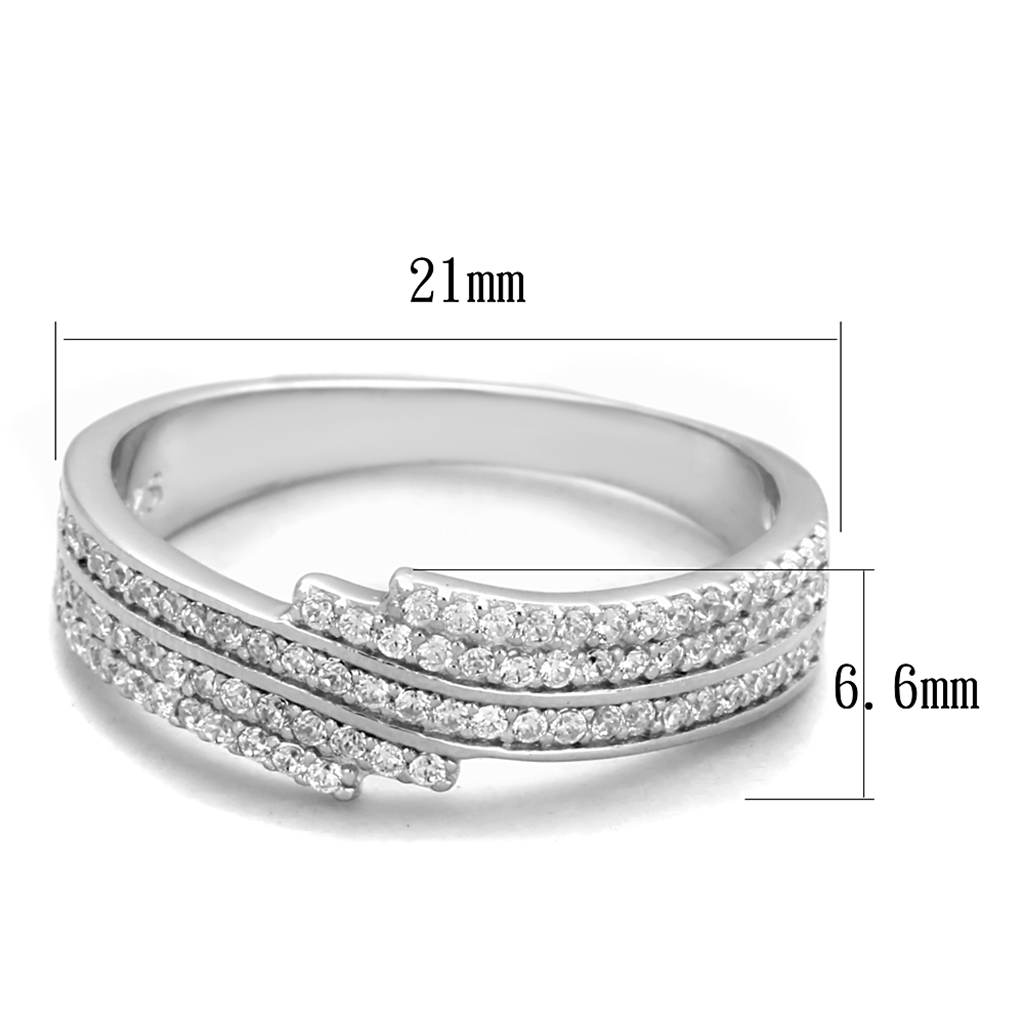 TS367 - 925 Sterling Silver Ring Rhodium Women AAA Grade CZ Clear