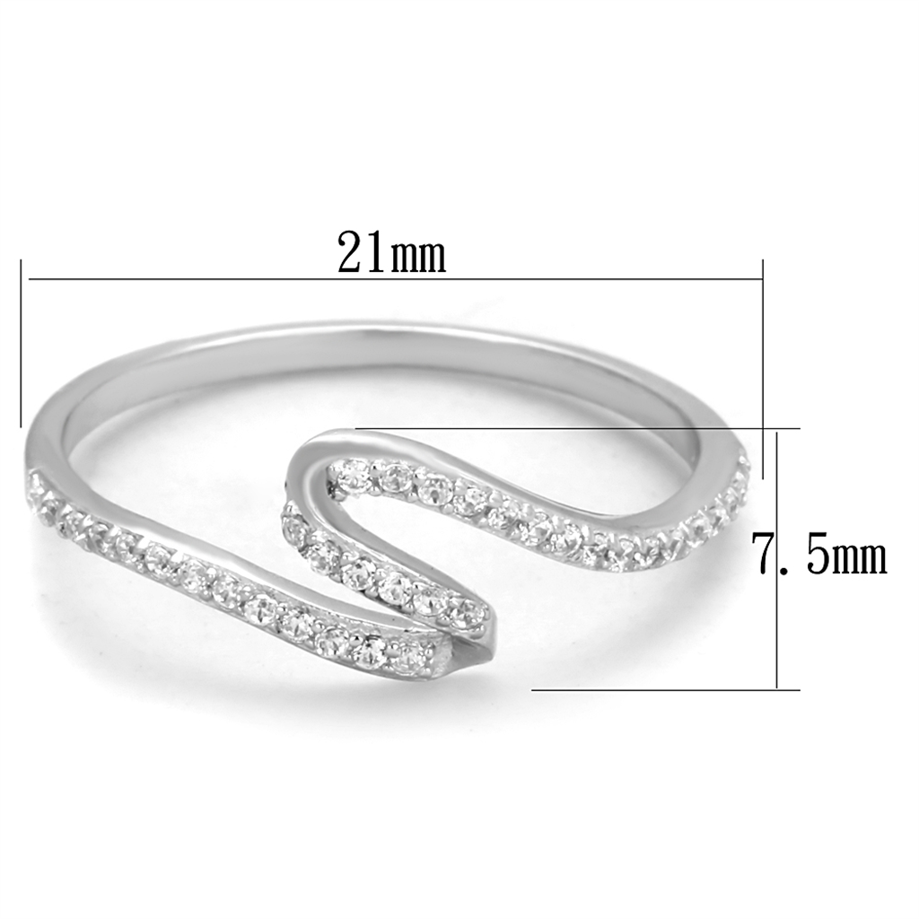 TS368 - 925 Sterling Silver Ring Rhodium Women AAA Grade CZ Clear