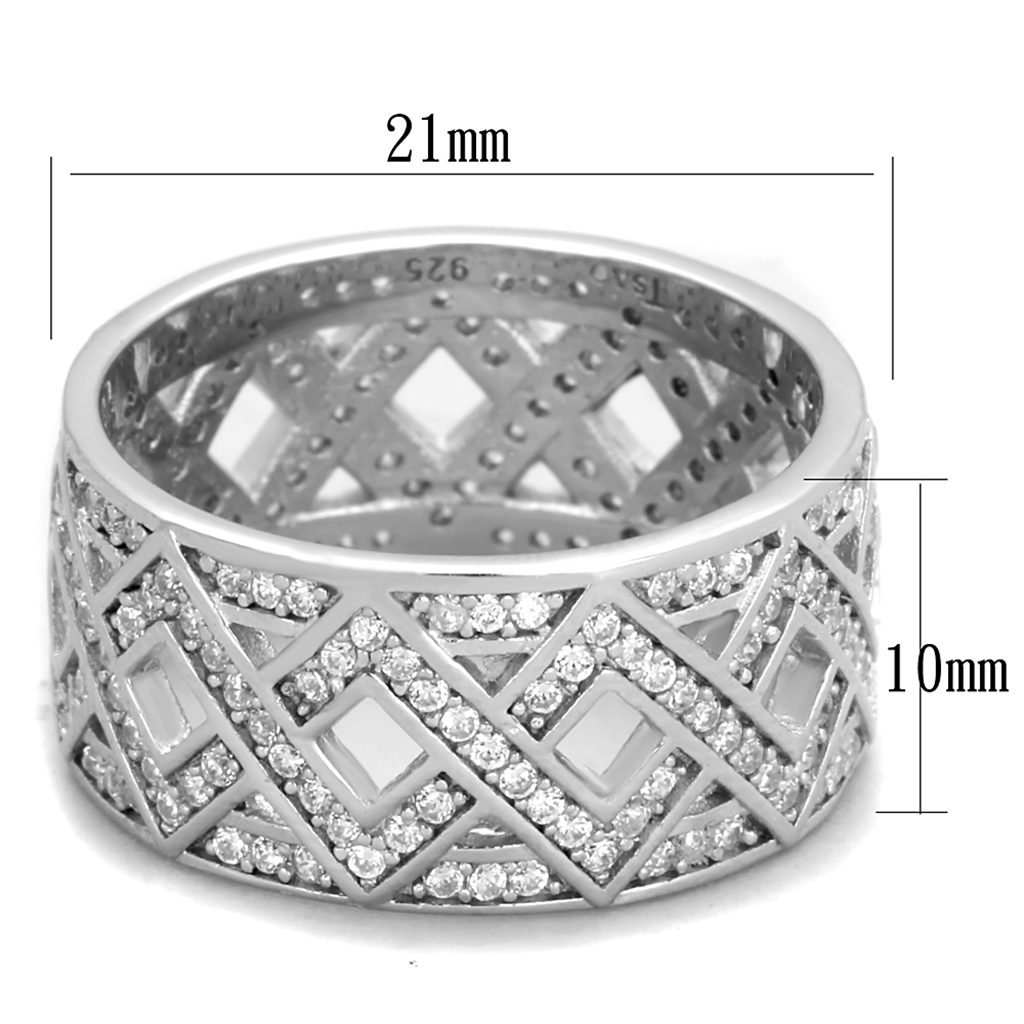 TS372 - 925 Sterling Silver Ring Rhodium Women AAA Grade CZ Clear